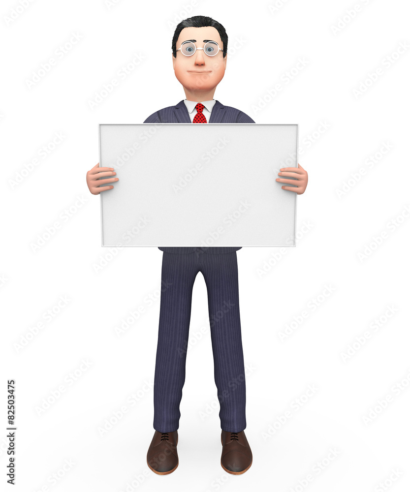 Businessman Holding Signboard Indicates Empty Space And Blank Businessman Holding Signboard Indicates Empty Space And Blank