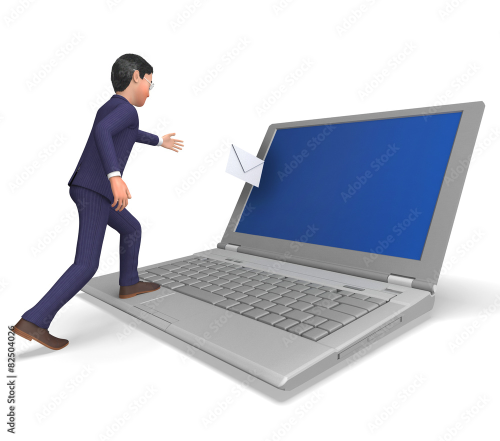 Businessman Sending Email Indicates Online Human Businessman Sending Email Indicates Online Human