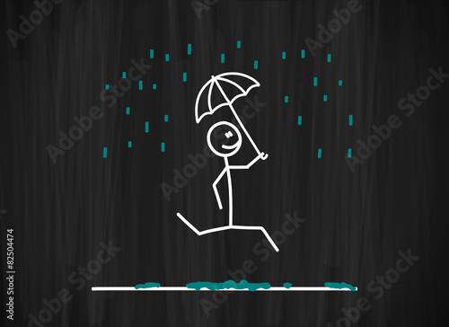 tafel mk springne mit regenschirm im regen I