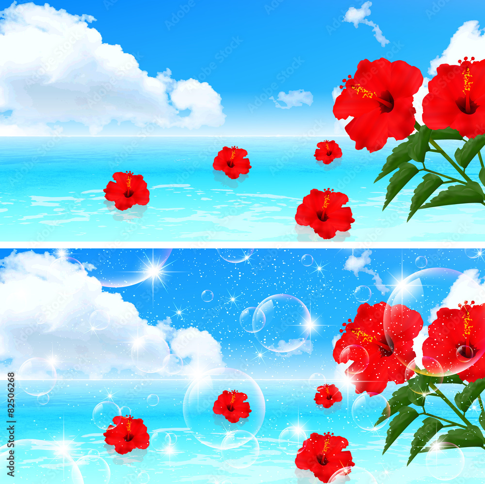 ハイビスカス 海 背景 Stock Vector Adobe Stock