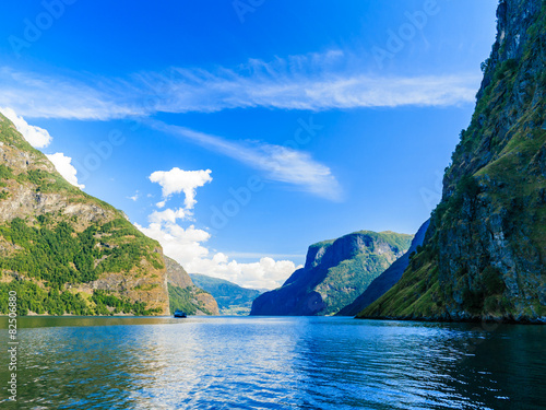 Tourism and travel. Mountains and fjord in Norway.