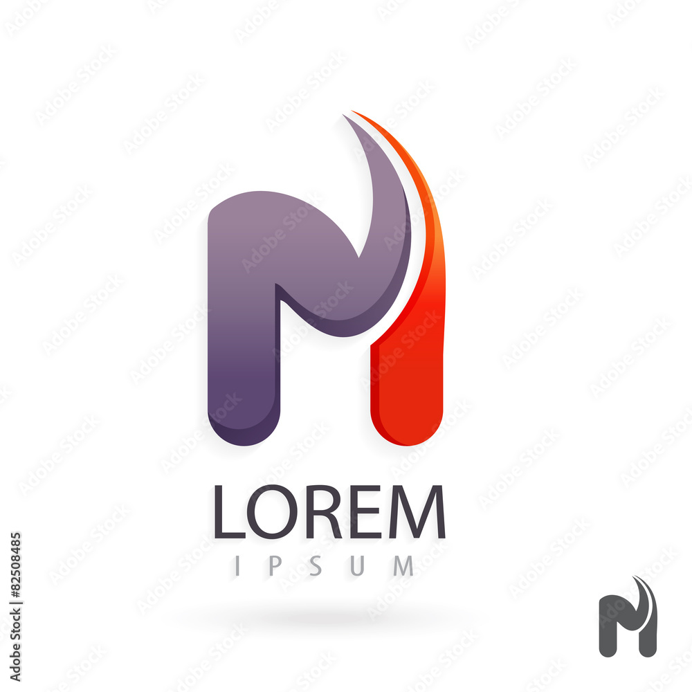 Creative logo design, letter M. Colorful vector icon. 