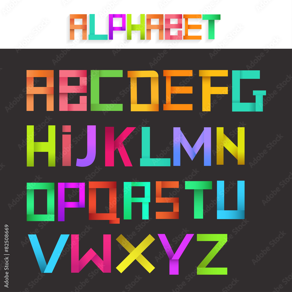 Colorful ribbon alphabet set. Creative concept. 