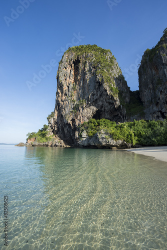 Scenic Phranang Beach Railay Krabi Thailand Quiet Morning