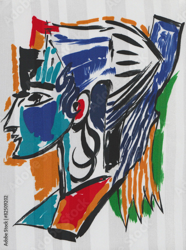 Portrait d'un profil de femme à la manière de Picasso.