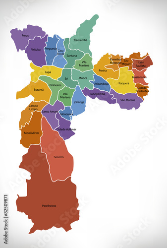 Editable map of neighborhoods of sao paulo city