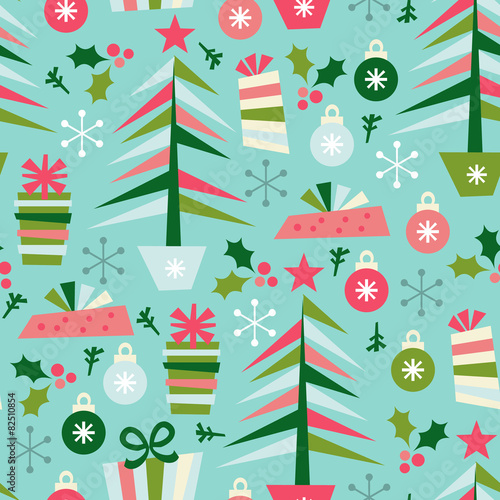 Christmas Elements Seamless Pattern Background