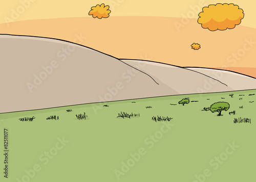 Savannah and Mountainside at Sunset