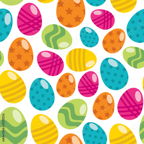 Multicolor Easter Eggs Seamless Pattern Background.