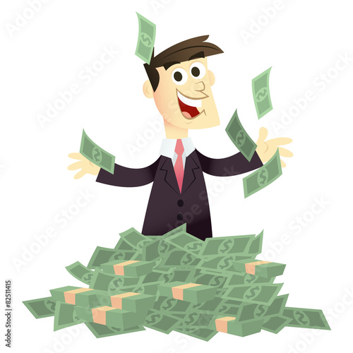 Businessman In A Pile Of Cash