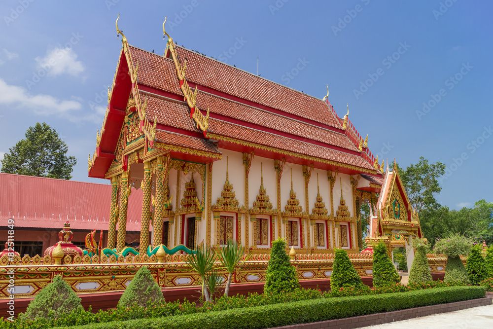 Obraz premium temple with sky background at Wat Himmawan Banphot