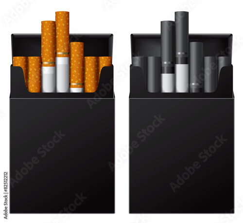 Black flip-top hard cigarette packs without title