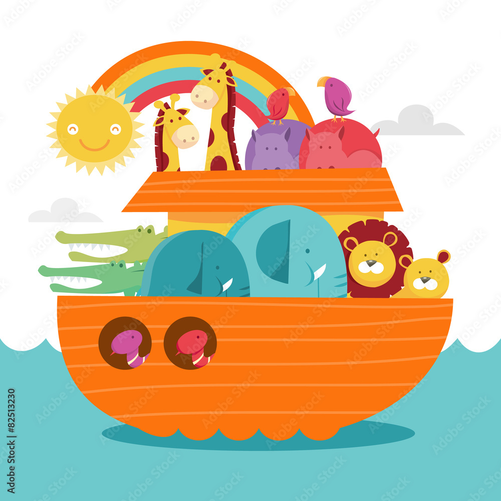 Fototapeta premium Happy Colorful Noah's Ark