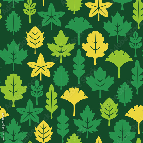 Assorted Leaves Seamless Pattern Background