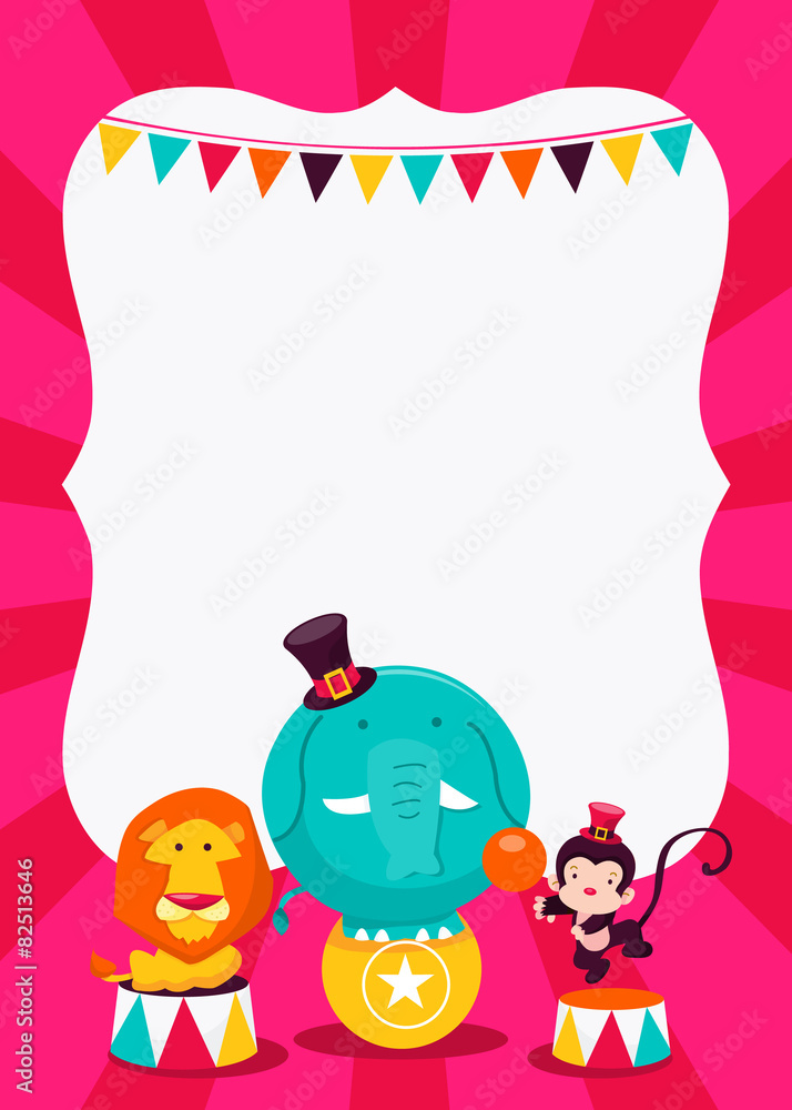 Fototapeta premium Carnival Circus Animals Copy space