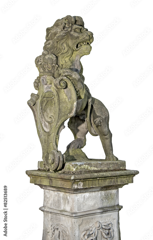 Glücksburg, town in Germany, Lion sculpture out of stone Glücksburg, town in Germany, Lion sculpture out of stone