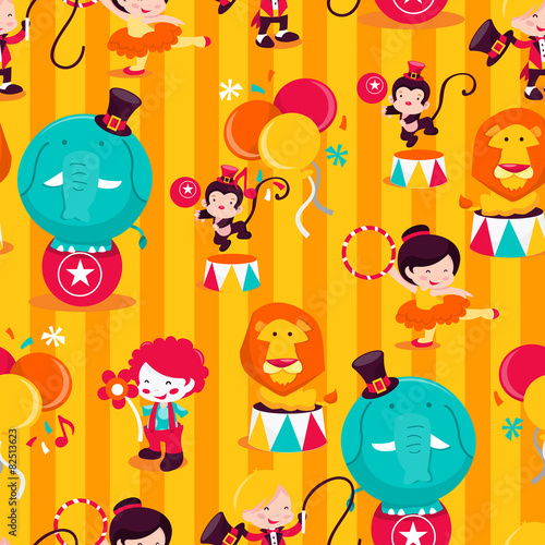 Carnival Circus Performers Seamless Pattern Background
