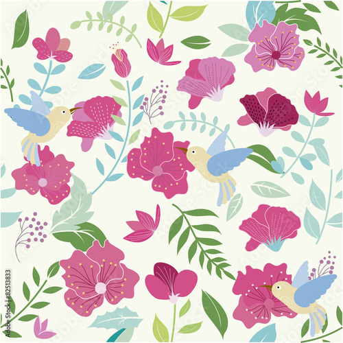 floral flower and bird