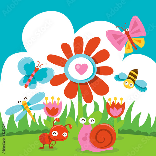 Happy Sweet Garden Bugs Scene