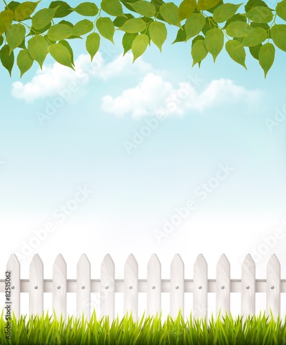 Nature background with green_leaves and white french. Vector. photo