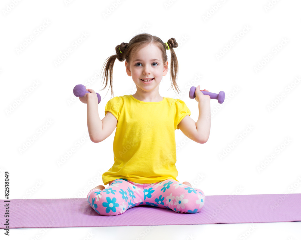 Active child exercising isolated on white background Active child exercising isolated on white background