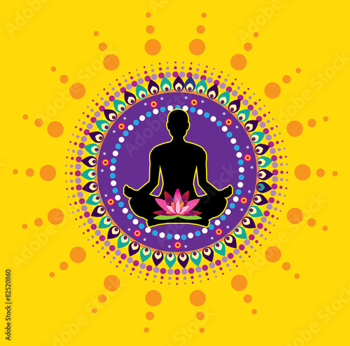 Round circle icon for yoga lotus sitting posture