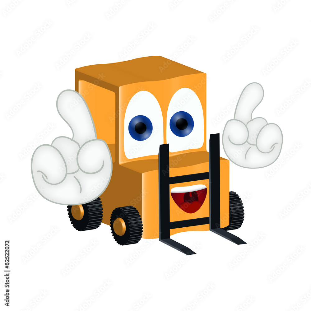 Funny forklift-truck cartoon comic illustraton Funny forklift-truck cartoon comic illustraton