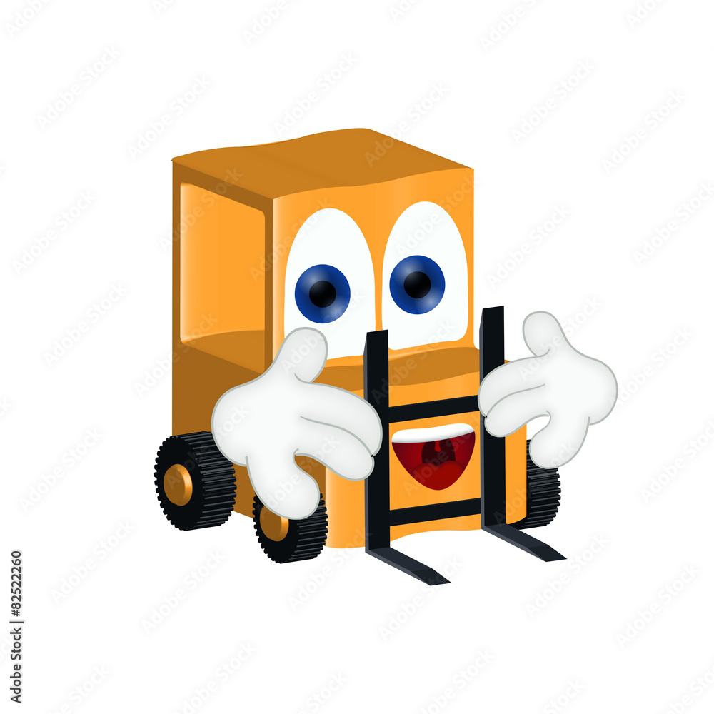 Funny forklift-truck cartoon comic illustraton Funny forklift-truck cartoon comic illustraton