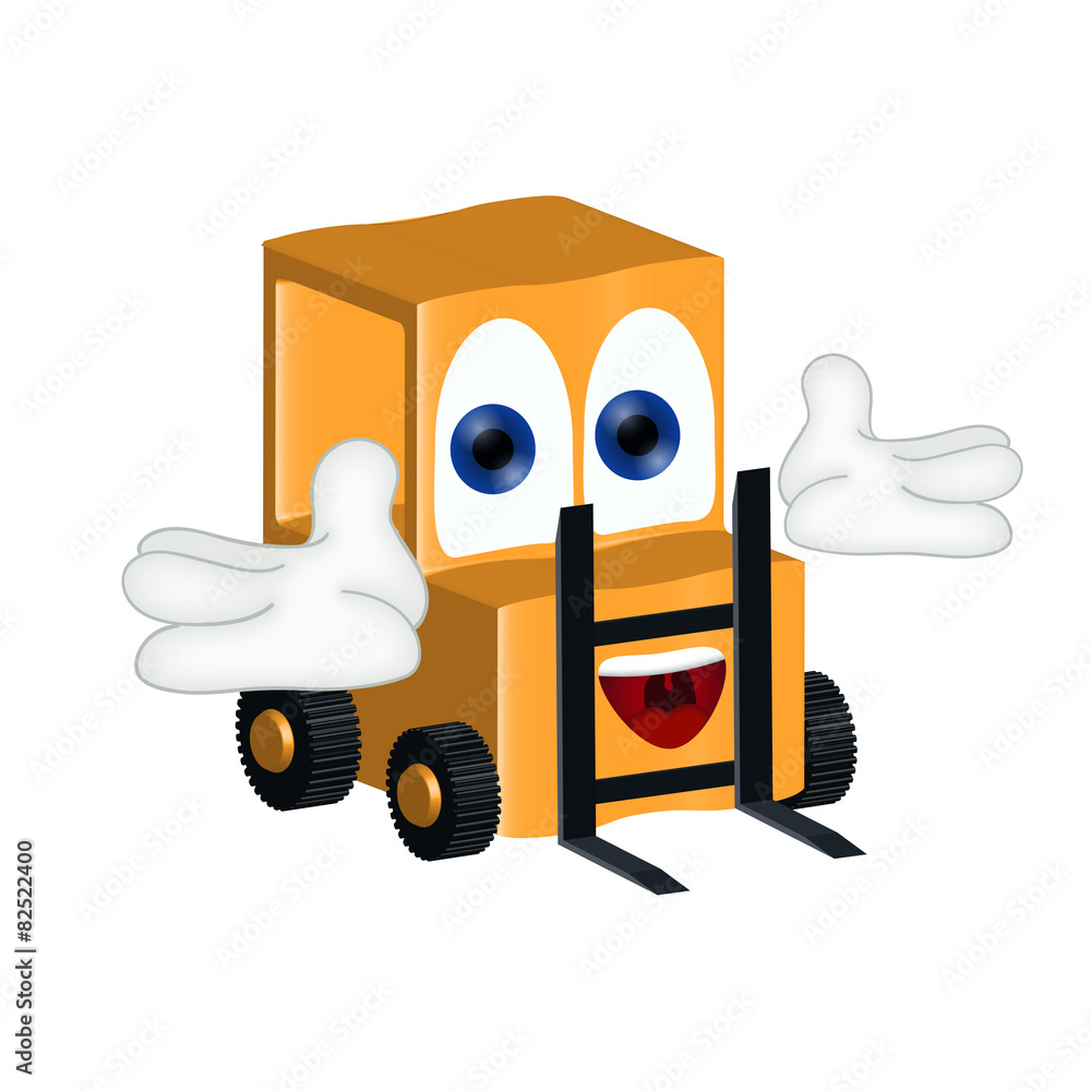 Funny forklifttruck cartoon comic illustraton Stock Illustration