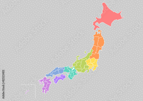 カラフルドット模様の日本地図 イラスト