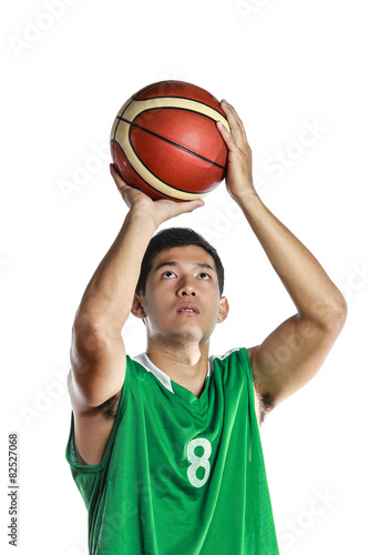 Basketball player hold the ball