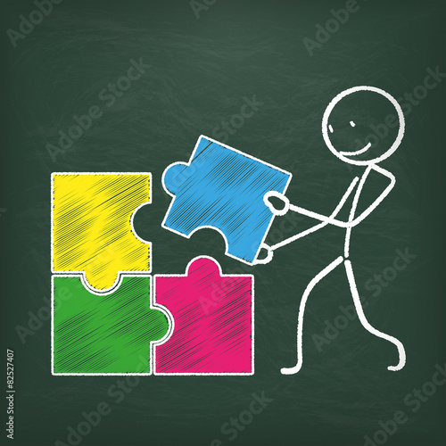 Kreidetafel Strichmännchen Puzzle
