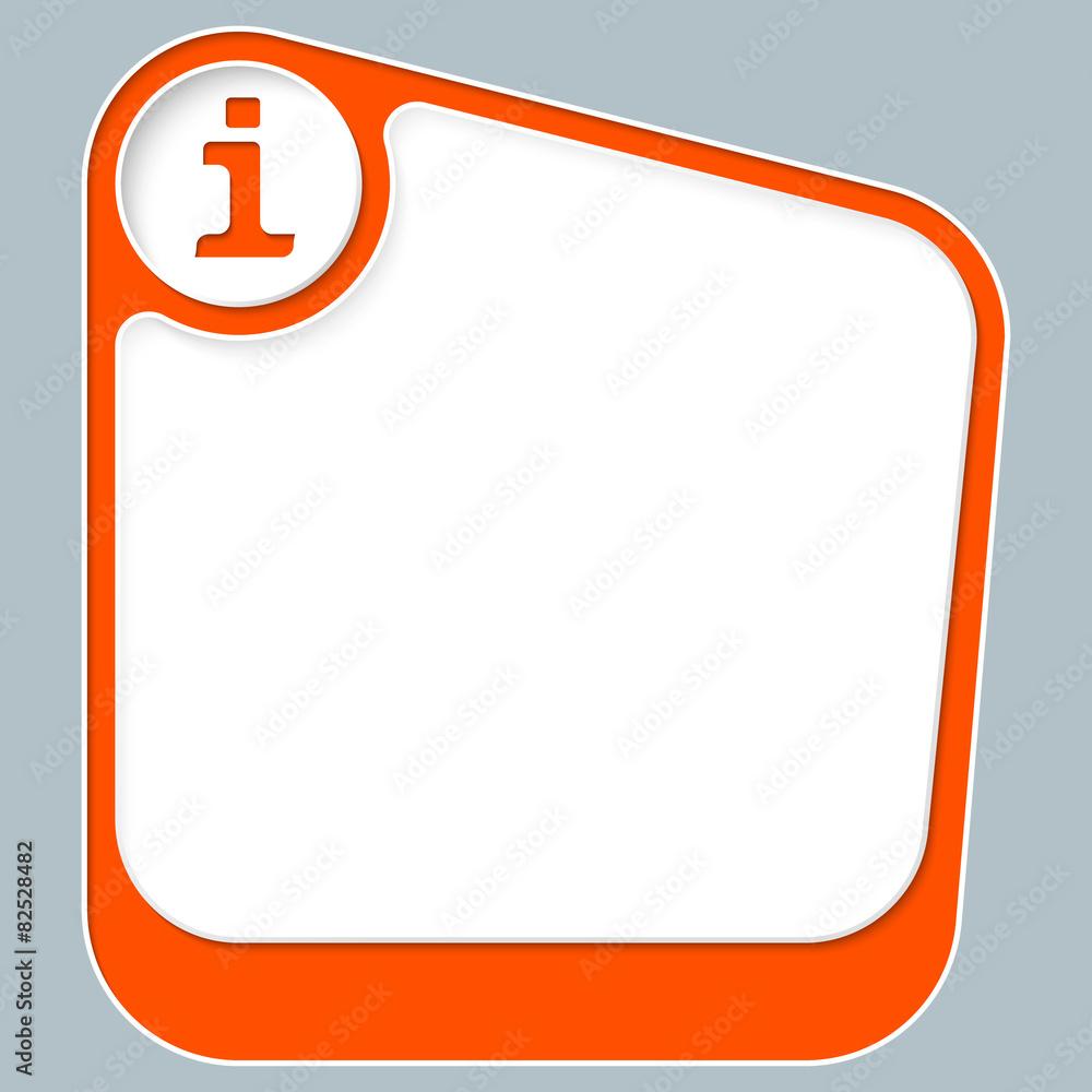 Red box for your text with white frame and info symbol Red box for your text with white frame and info symbol