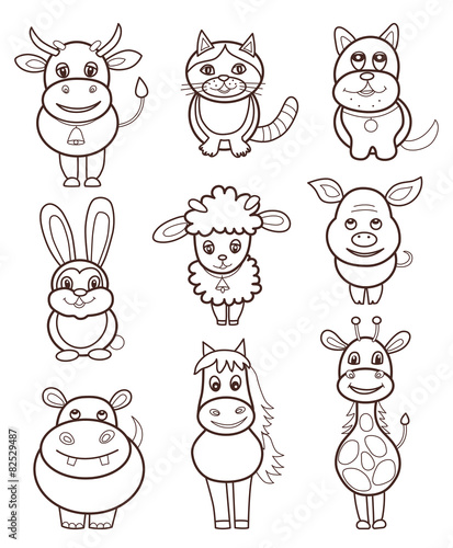 set of animals icons (vector illustration)