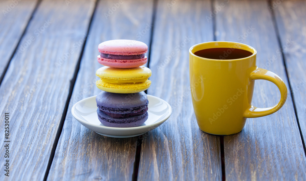 Cup of coffee and macarons Cup of coffee and macarons