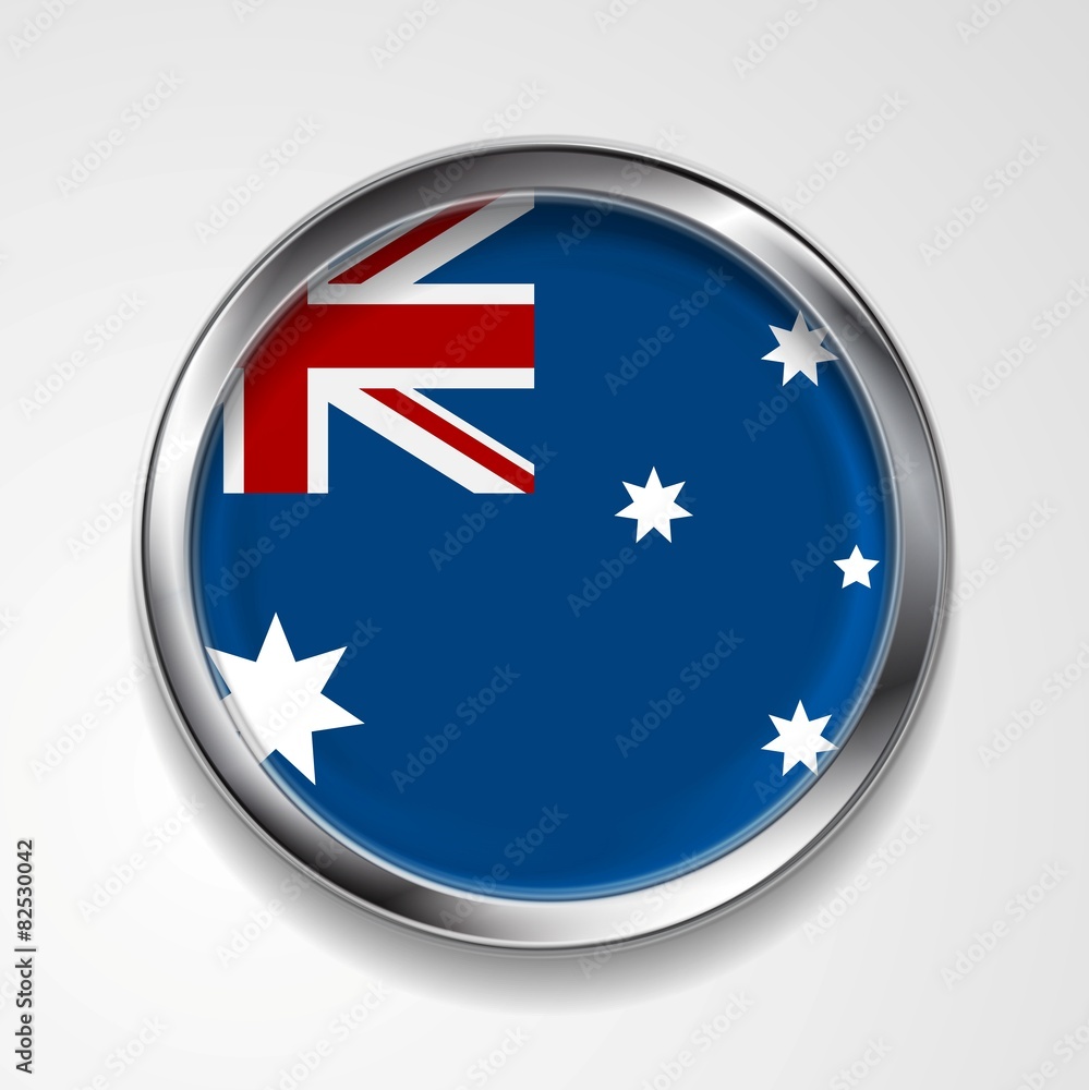 Abstract button with metallic frame. Australian flag Abstract button with metallic frame. Australian flag