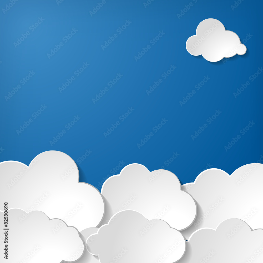 illustration of clouds collection on a blue background