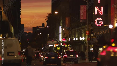 WS Street scene at dusk, New York City, USA