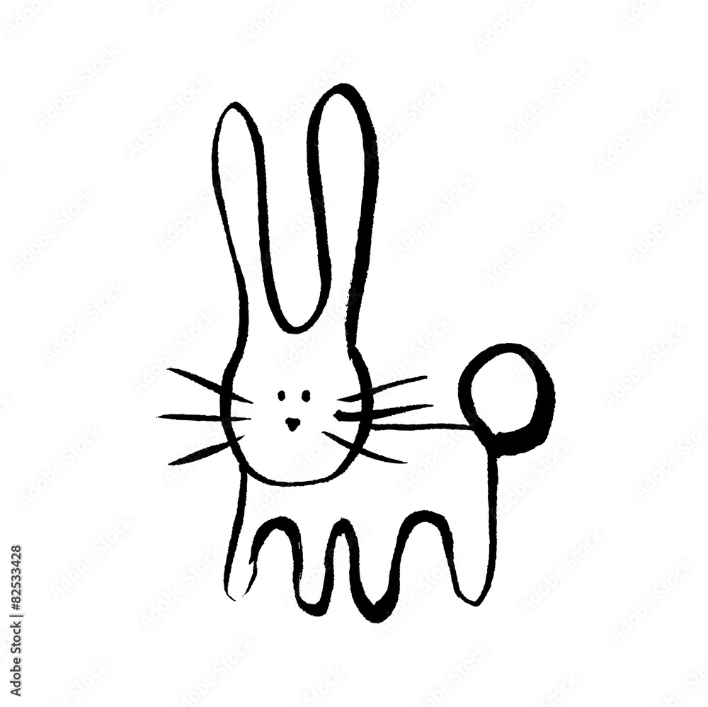Ink rabbit sketch, vector illustration Ink rabbit sketch, vector illustration