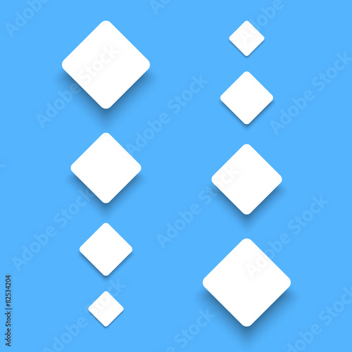 White Material Design Paper Buttons with Shadow Vector Icon Set