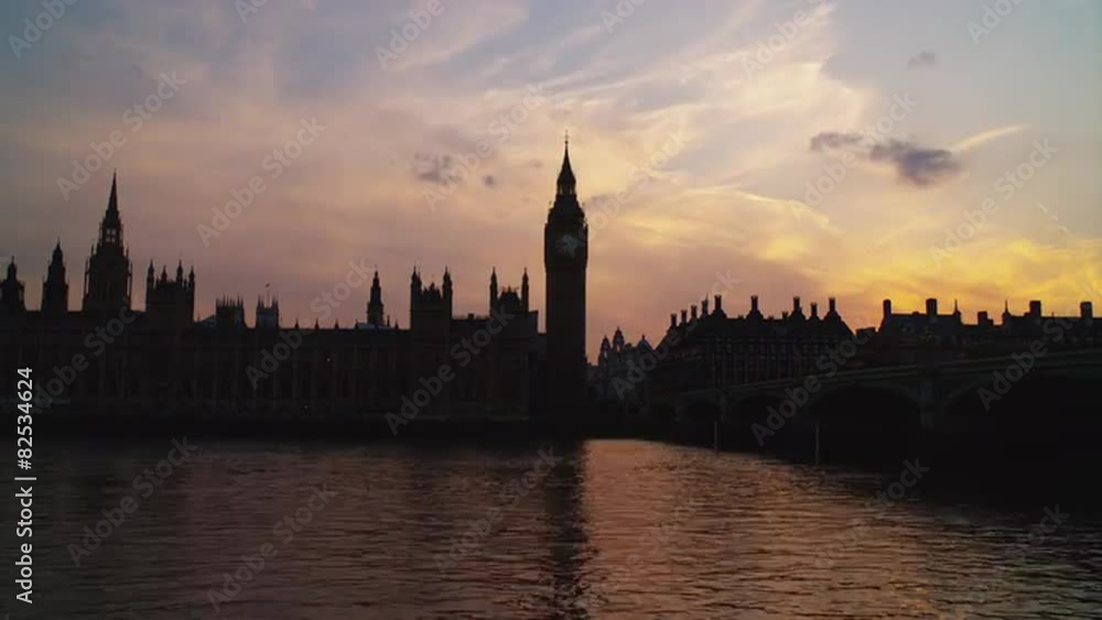 T/L WS Westminster skyline at sunset / London, UK T/L WS Westminster skyline at sunset / London, UK