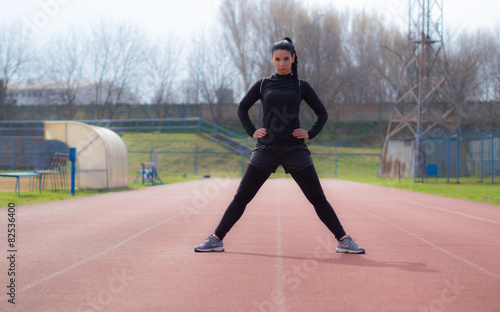 Принти на полотні shapely woman standing straddle with hands on hip