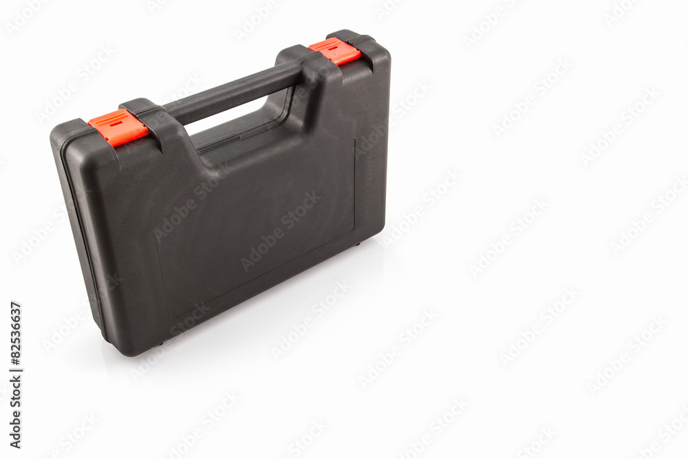 Black tool box, plastic case . Black tool box, plastic case .