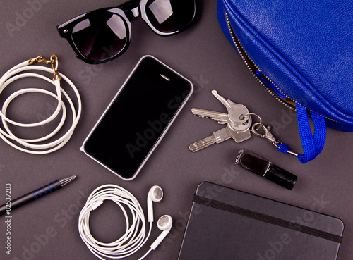 still life of random objects of modern human. 