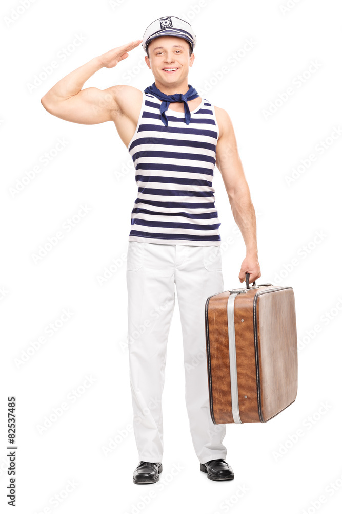 Male sailor saluting towards the camera Male sailor saluting towards the camera