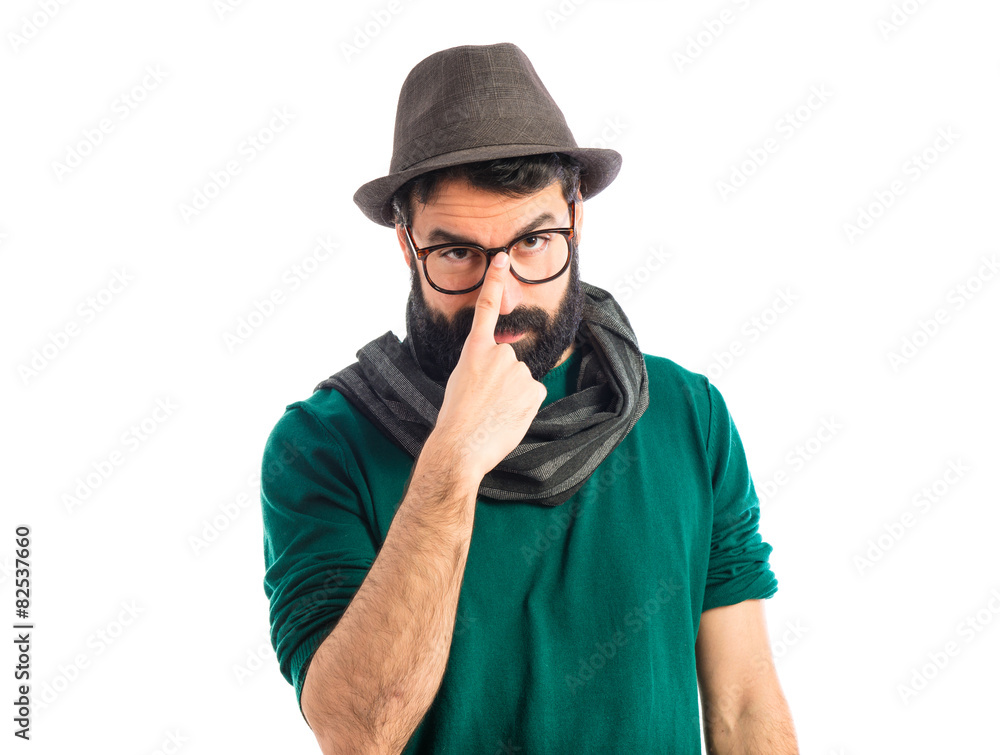 Bohemian man over white Bohemian man over white
