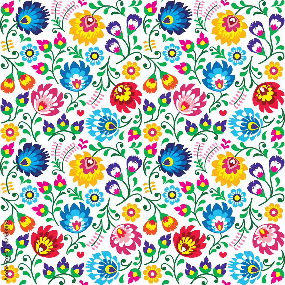 Seamless Polish folk art floral pattern 