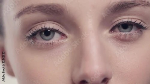 Beautiful model blue eyes close up