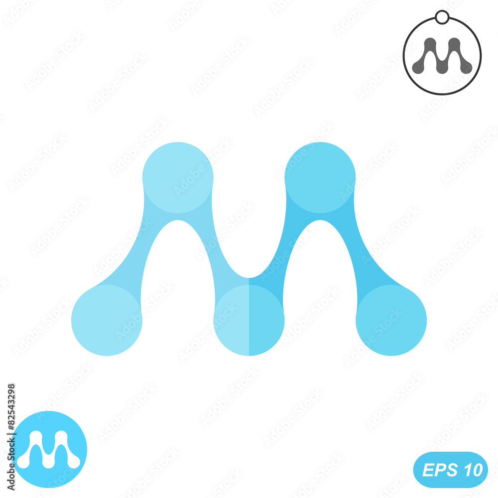 Fototapeta premium M letter - molecule logo conception
