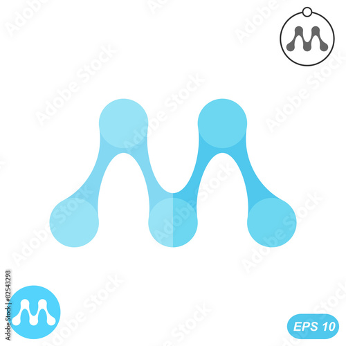 M letter - molecule logo conception
